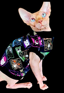 Sphynx Halloween Cat Clothes | GLOW IN THE DARK FABRIC Tarot Card Style