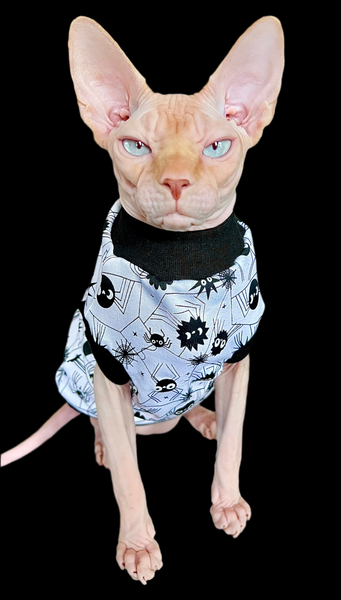 Sphynx Halloween Cat Clothing | Black & White Spider Style