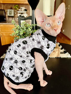 Sphynx Halloween Cat Clothing | Black & White Spider Style