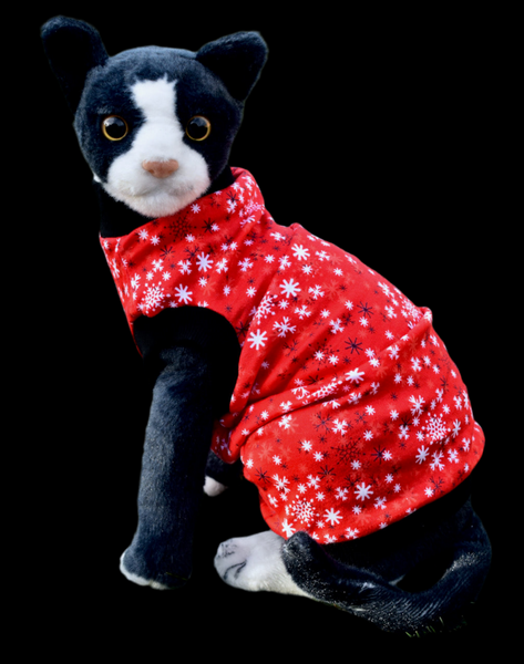 Sphynx Christmas Cat Clothes | Red Snow Flake Style