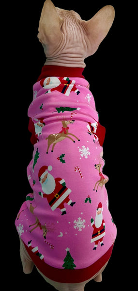 Sphynx Cat Clothes | Pink Santa