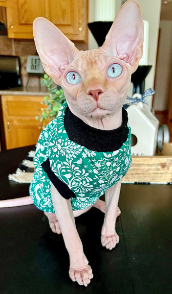 Sphynx Christmas Cat Clothes |  Green Forest Deer Style