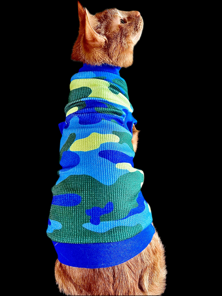 Sphynx Cat Clothes |   Blue Camo