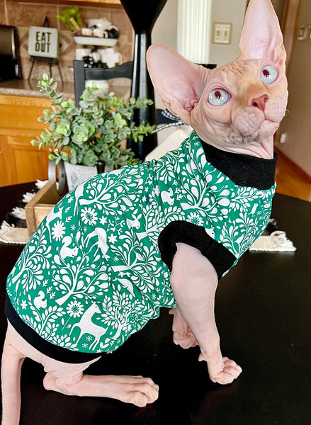 Sphynx Christmas Cat Clothes |  Green Deer Style