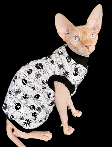 Sphynx Halloween Cat Clothing | Black & White Spider Style