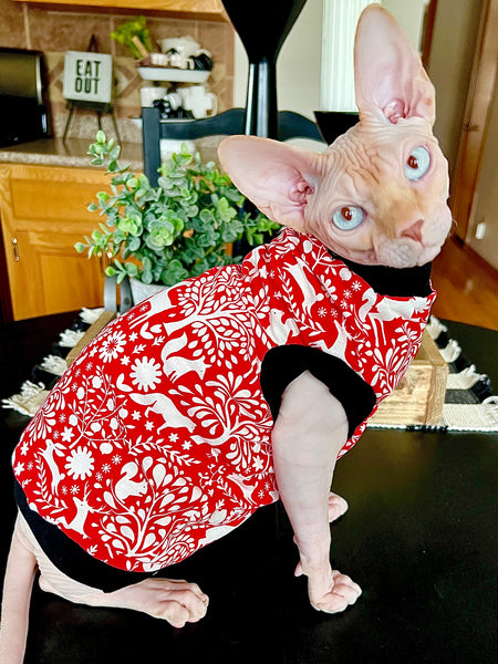 Sphynx Christmas Cat Clothes |  Red Forest Deer Style