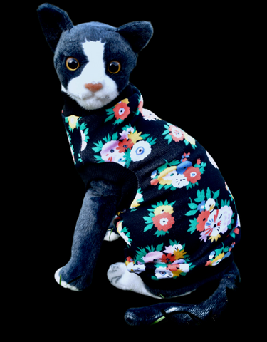 Sphynx Cat Clothes | Dark Flowers Style