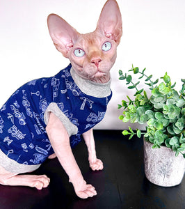 Sphynx Cat Clothes |  Construction Navy Style