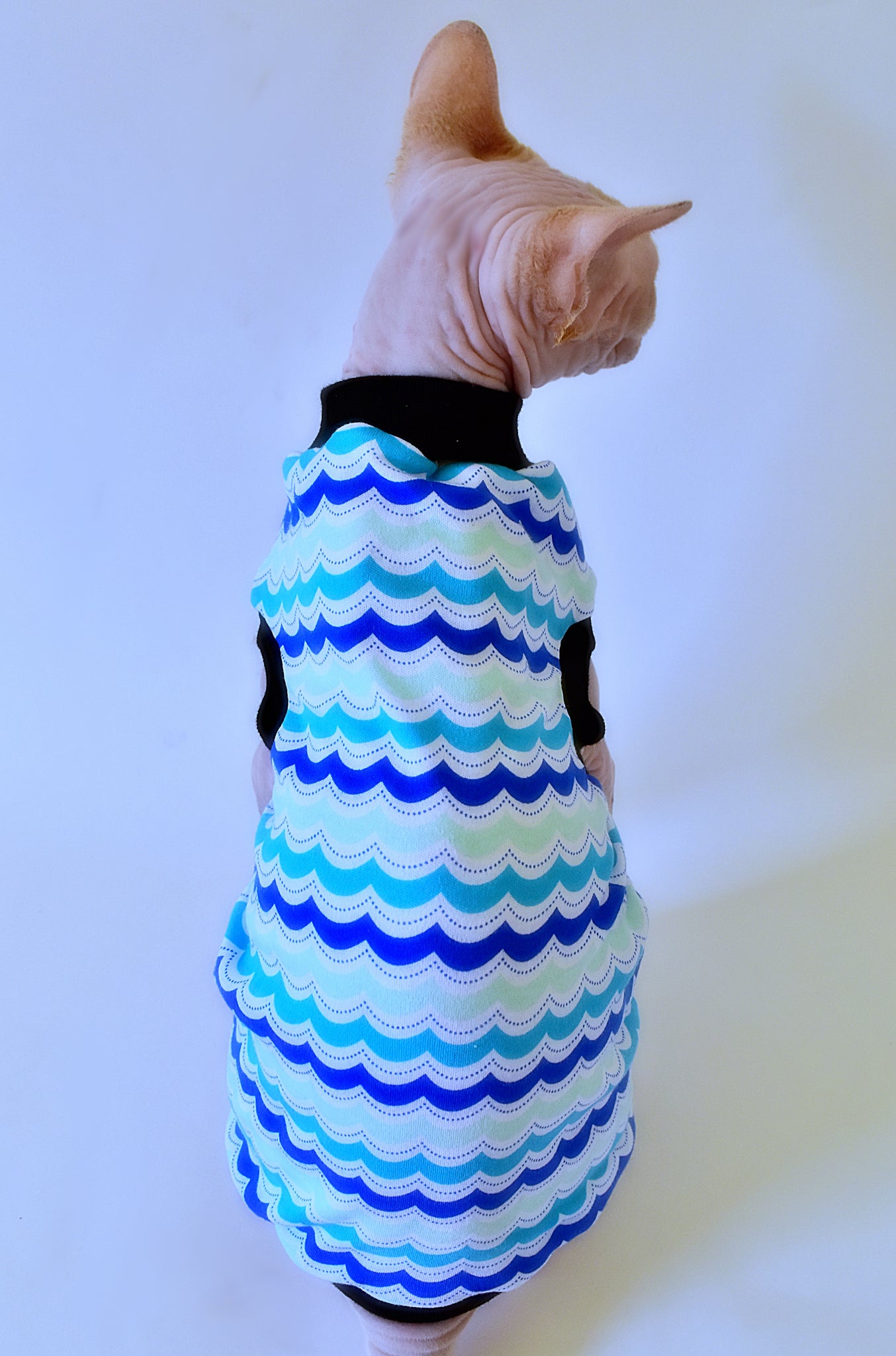 Sphynx Cat Clothes | Ocean Waves Style