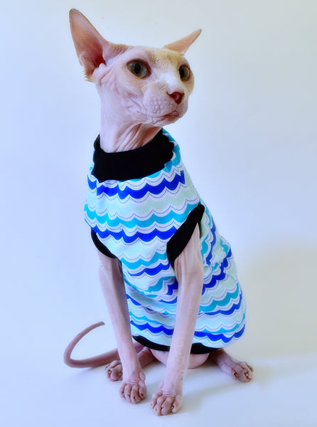 Sphynx Cat Clothes | Ocean Waves Style