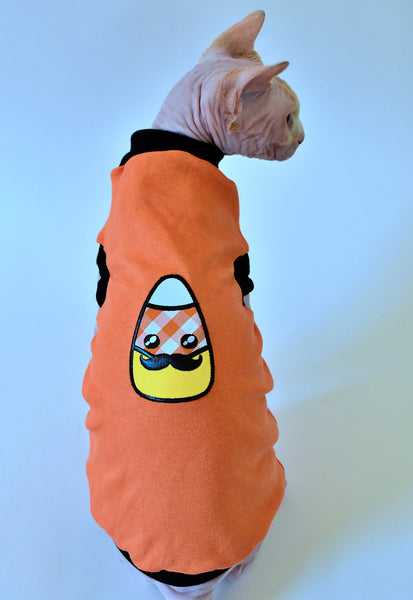 Sphynx Halloween Cat Clothes | Candy Corn Style