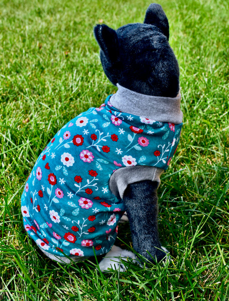 Sphynx Cat Clothes | Green Poppy Flowers Style