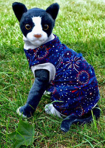 Sphynx Fourth Of July Cat Clothes | Fireworks Style