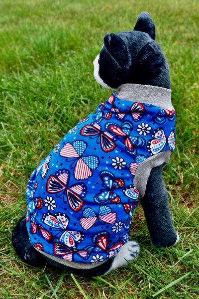 Sphynx Fourth Of July Cat Clothes | Butter Fly Red White & Blue Style