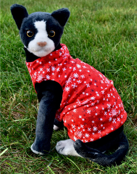Sphynx Christmas Cat Clothes | Red Snow Flake Style