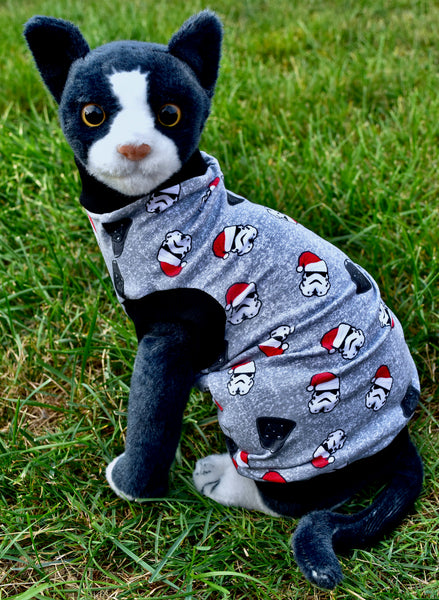 Sphynx Christmas Cat Clothes | Santa Trooper Style
