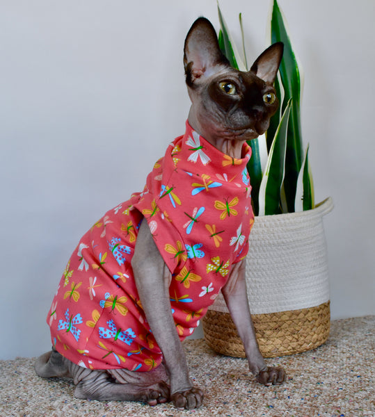 Sphynx Cat Clothes |  Peach Butterfly Style