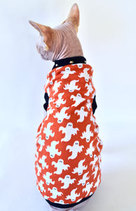 Sphynx Halloween Cat Clothing | Ghost Orange Style