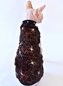Sphynx Halloween Cat Clothing | Spider (Studded Neckline) Style