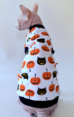 Sphynx Halloween Cat Clothes | Black Cat Pumpkin Cream Style